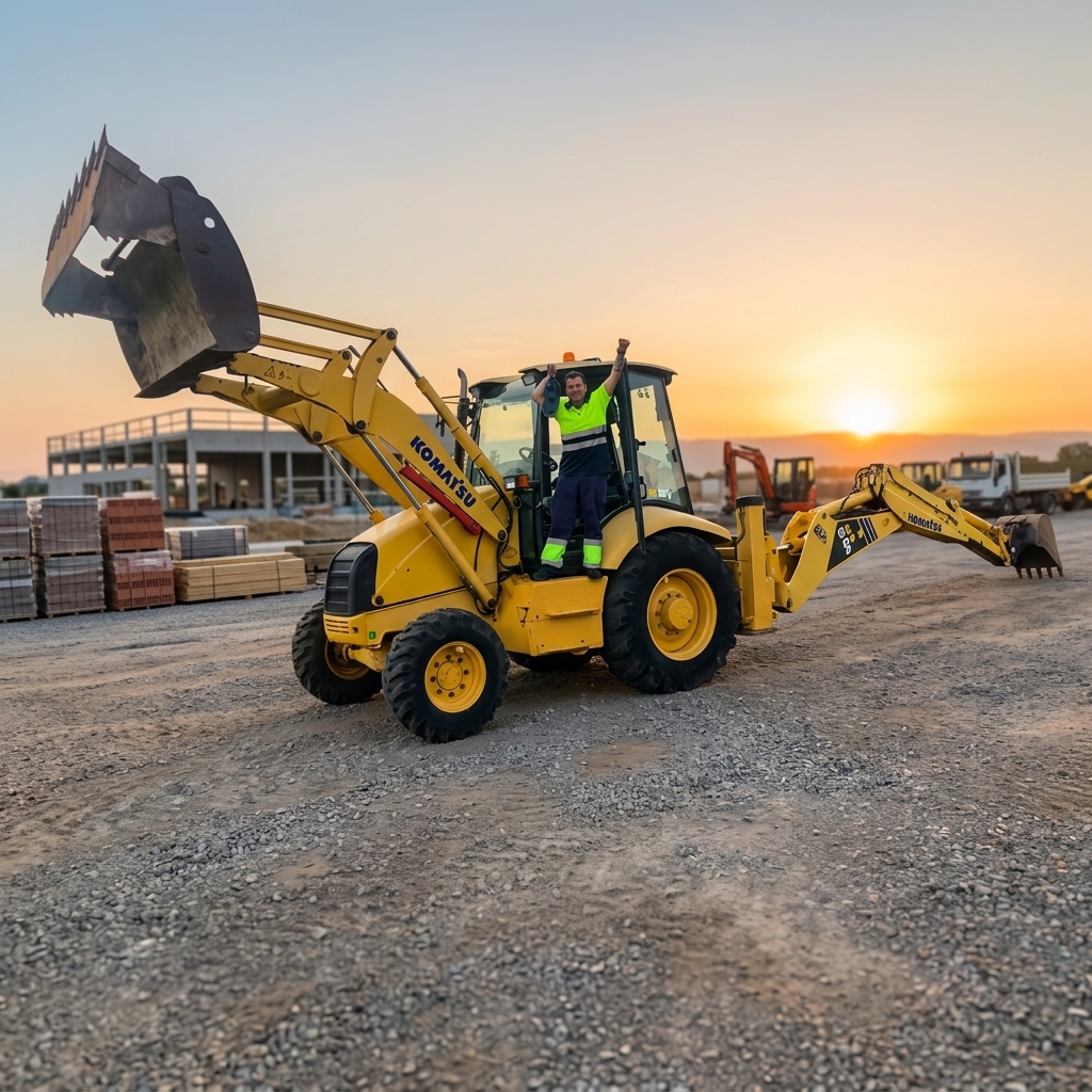 Excavadora Komatsu de Excavaciones Mochy realizando movimientos de tierra en León